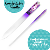 3D Glass Nail File In Velvet Pouch - Lavender