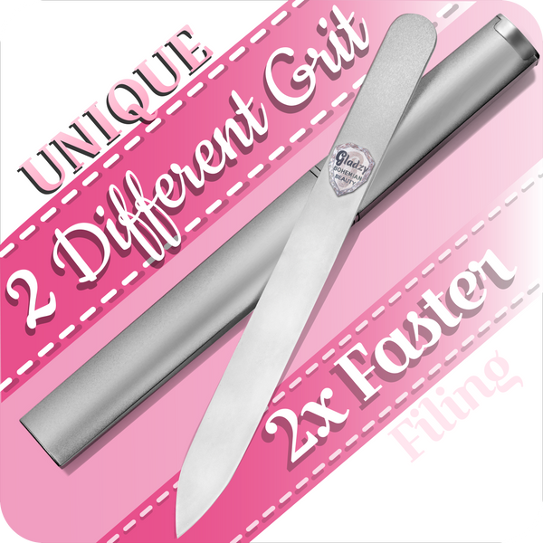 Glass Nail File In Case - Pearl Silver