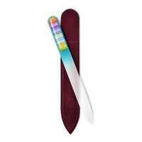 3D Glass Nail File In Velvet Pouch - Colored Stripes