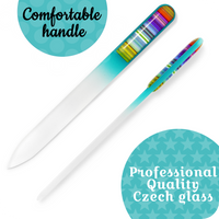 3D Glass Nail File In Velvet Pouch - Colored Stripes